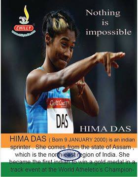 Happy Birthday: Hima Das (born 9 January 2000), is an Indian sprinter from the state of Assam.