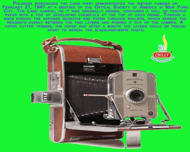 Polaroid introduces the Land first demonstrated with instant camera on February 21, 1947.