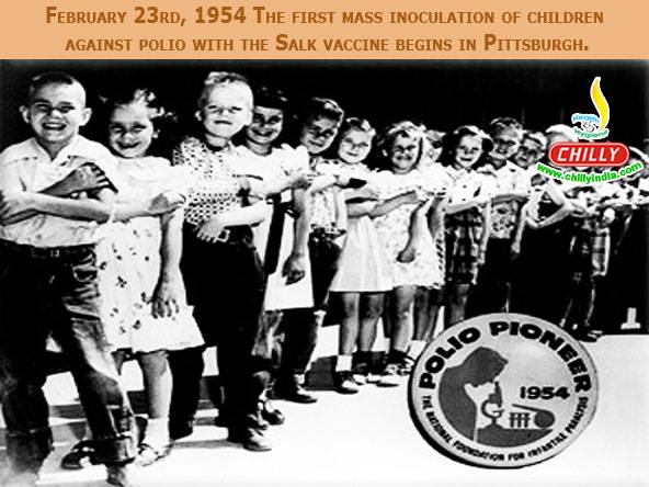 February 23rd, 1954 the mass inoculation of children against polio with the Salk vaccine in Pittsburgh.